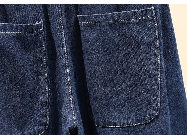 Plus Size 3XL 4XL 5XL Denim Pants For Women High Waist Fashion Loose Wide Leg Jean