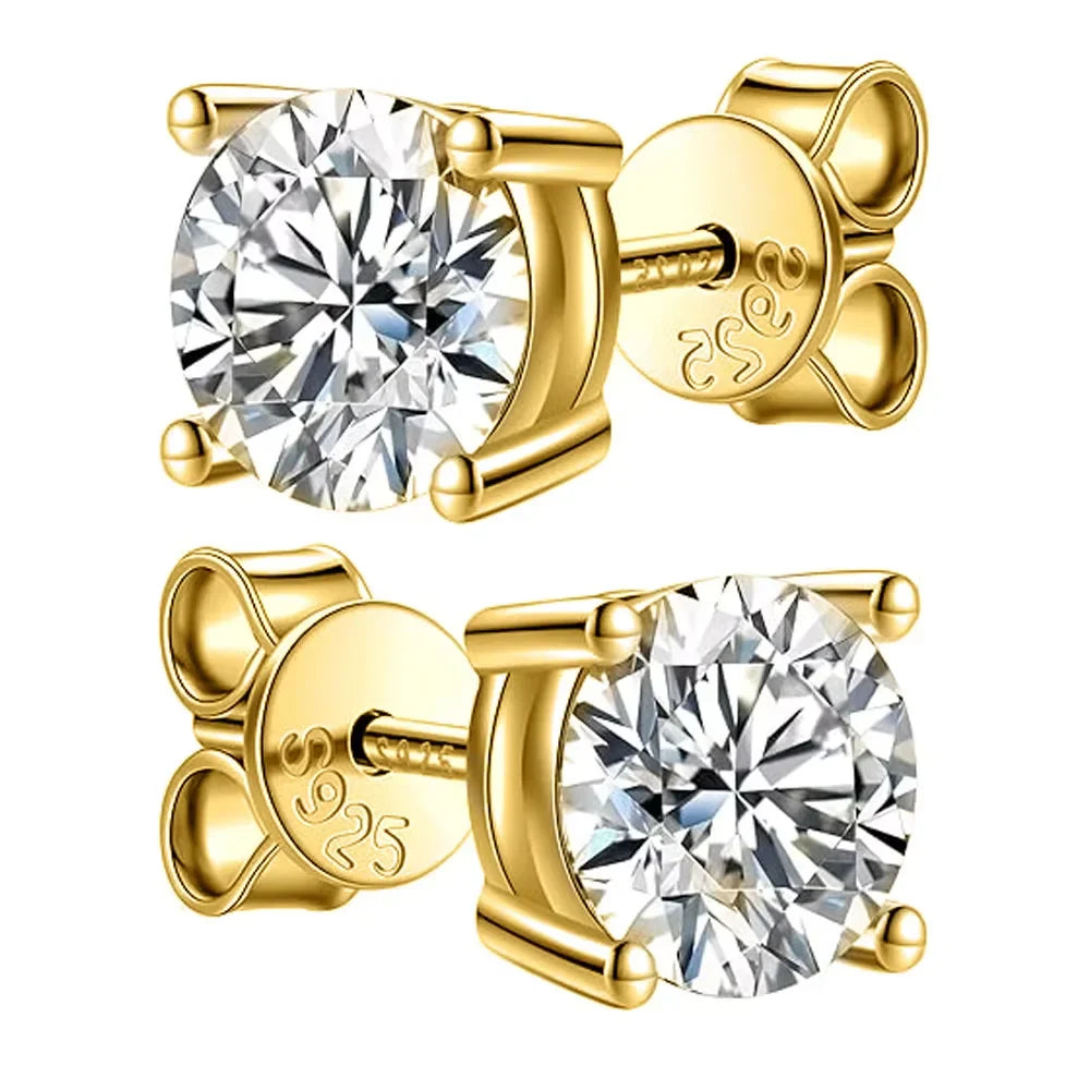 KNOBSPIN 2.0ct Moissanite Earrings for Women Lab Grown Diamond Ear Studs 925 Sterling Silver Fine Jewelry Gift