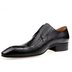 Luxury Business Men Shoes Snaked Printing Genuine Cowhide Leather