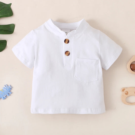 2PCS Infant Baby Boy Clothes Set White Short Sleeves T-shirt Shorts Summer Daily Casual Outfit for Toddler Boy 3-24 Months