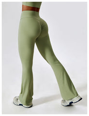 Women Wide-leg Pants Yoga Leggings Tights High Waist Leisure Flared Pants Dance