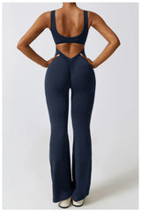Women Jumpsuits One-Piece Yoga Suit Dance Belly Tightening Fitness Workout Set