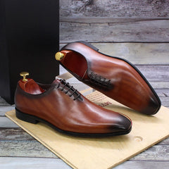 Luxury Classic Mens Oxford Shoes Genuine Leather Whole Cut Handmade Dress