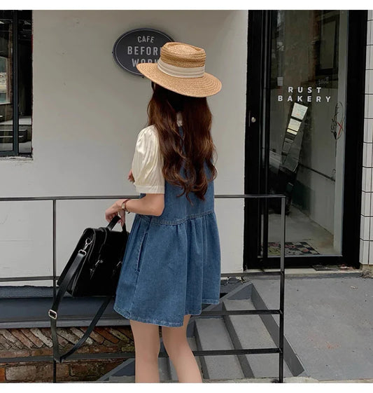 Cowboy Shoulder Strap Dress Female Design Sense Niche Spring And Autumn Slimming Sleeveless Camisole Vest Short Skirt