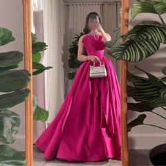 Homecoming Dresses: Rose Pink Silk Evening Dress Strapless A-line Prom Dress