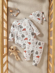 Baby Boys Newborn Soft Long Sleeve Open Stitch 2pcs Pantsuits Casual Daily For Autumn +Hat