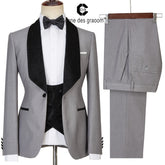 Tuxedo for Mens: Wedding Men Suits Tailored Velvet Shining Collar Classic Grey