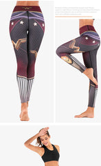 Women Sport Leggings 3D Print Elastic High Waist Yoga Pant Superhero Leggins Gym