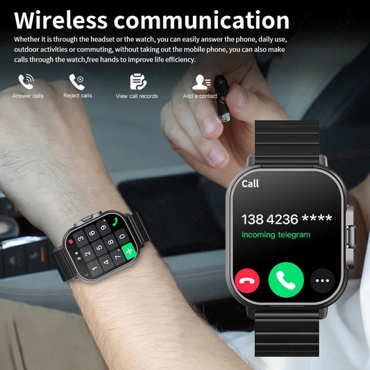 NFC Smart Watch TWS 2-in-1 Headset Bluetooth Call Heart Rate Blood Pressure Health Monitoring Headphones Play Music Smartwatch