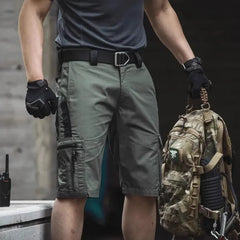 Mens Cargo Shorts Summer Tactical Cropped Trousers Outdoor Waterproof Multi-pocket