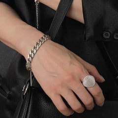 Silver Color Big Adjustable Ring for Women Fashion Jewelry Wedding Engagement