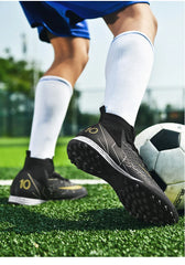 Mens Soccer Cleats High Ankle Football Shoes Long Spikes Outdoor Soccer