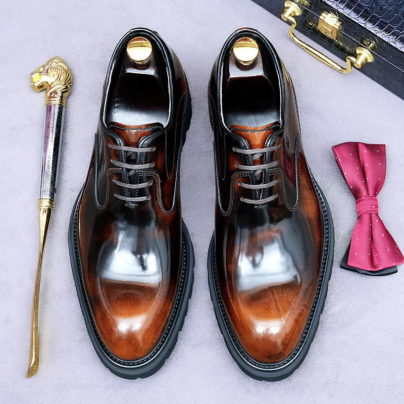 Genuine Leather Shoes for Men Business Formal Casual Cowhide Patent Leather