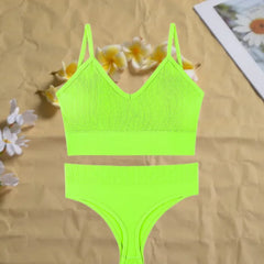 Women's Seamless Underwear Set Bra And Thongs Lingerie Low Waist Panties