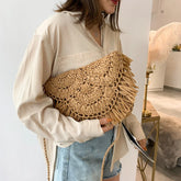 Straw Bags For Women Handmade Tassel Beach Bags Raffia Rattan