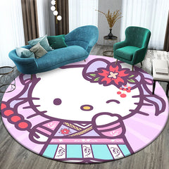 Sanrio Hello Kitty Cute Cartoon HD Printed Round Carpet,Balcony Bedroom Living Entrance
