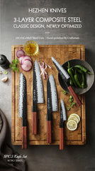 1PC-5PC Kitchen Knife Set Chef Utility Stainless Steel 3 Layers Composite