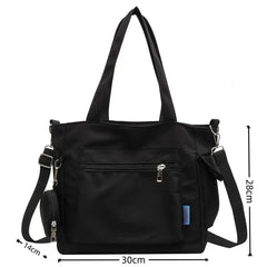 Simplicity Oxford Canvas Composite Shoulder Bag Solid Color Versatile Lazy Style