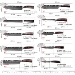 Professional Damascus Kitchen Knives Japanese Santoku Cleaver Slicing Knife Stainless