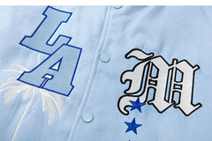Letter Embroidery Men's Baseball Jacket Y2k Flame Leather Varsity Jacket Windbreaker