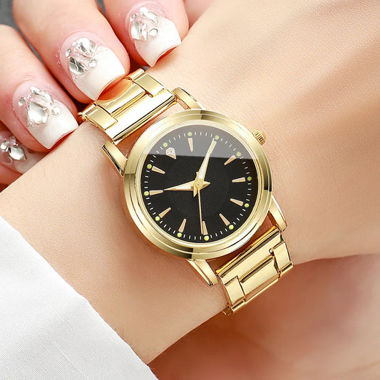 Fashion Women Watches Casual Alloy Band Simple Dial Analog Quartz Wristwatch(Without Box)