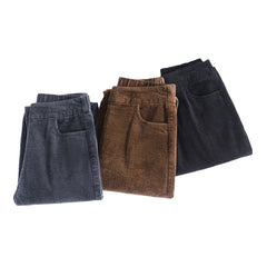 Thick Plush Corduroy Casual Pants For Women Fashion Warm Autumn Winter Trousers
