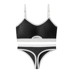 Seamless Bras Sports Bra And Panties Set Women Hollow Out Cotton Underwear