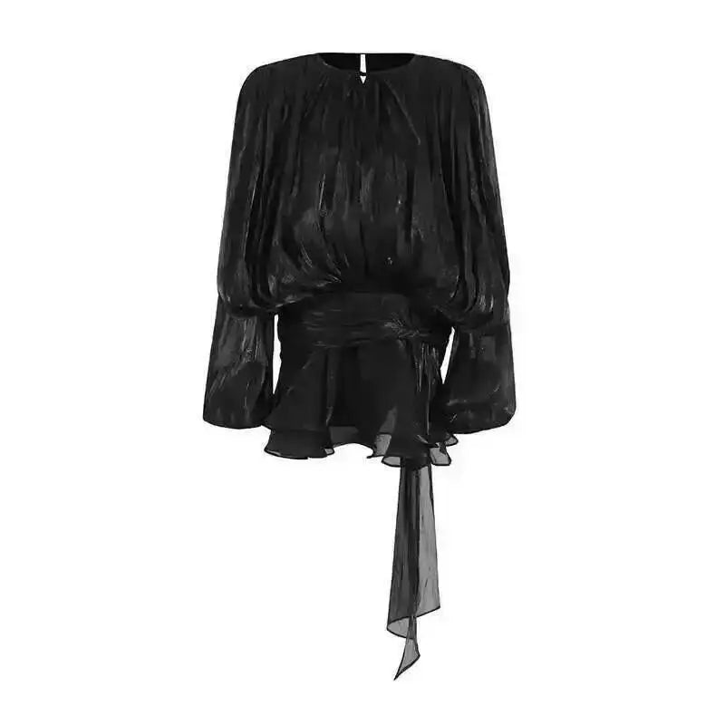 Beige Top Solid Blouse Mini Dresses For Women V Neck Long Sleeve Spliced Lace Up Sweet Style Dress Female Clothing Fashion P7WI