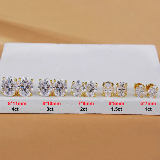 1-4ct Oval Cut Moissanite Stud Earring for Women Men D Color Sparkling Diamond 925 Sterling Silver Ear Studs Party Jewelry Gifts