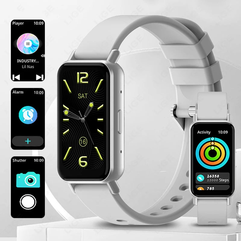 LIGE Smart Watch Men Women Smart Bracelet Wristband 1.45 Inch Heart Rate Waterproof Sports Fitness Tracker Bluetooth Call Band