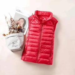 Down Jacket Women Sleeveless Ultra Light Down Vests Slim Jacket Girl Gilet Lightweight
