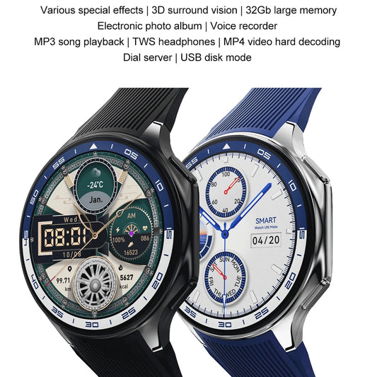 2025 New For OPPO Watch X Smart Watch 4GB Large Memory Music Video Player TWS Headphones AMOLED HD Business High-end Smartwatch
