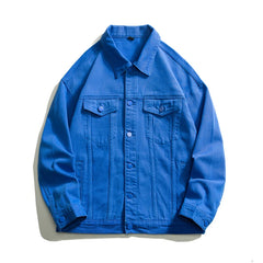 Autumn New Men Oversize White Denim Jacket Streetwear Cotton Coats