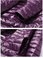 Women Down Jackets Ultra Light Duck Down Coat Long Puffer Jacket Slim Black