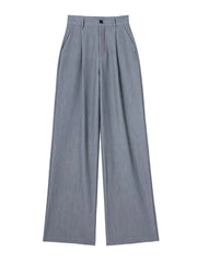 Women Casual Pants Zipper High Waist Package Striped Office Lady Stylish Trousers