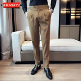 Elastic suit pants for men's Italian style personalized pleated white small suit pants