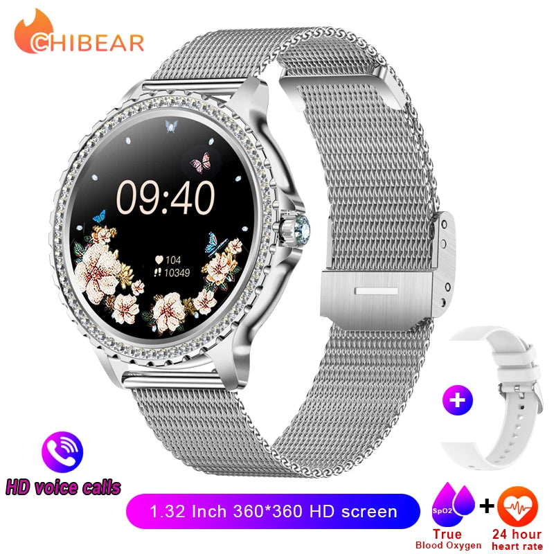 2024New Fashion Women Smart Watch 360*360 HD Screen Sports Bracelet Custom Dial Heart Rate Voice Call Smartwatch For Android IOS