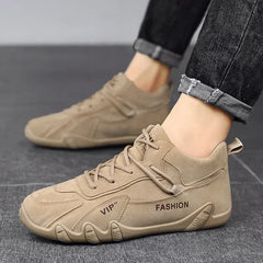 Waterproof Sneakers Lace Up Leather Casual Sneakers for Men Casual Motorcycle Shoes Waterproof Leather Ankle Boots for Men