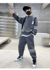 Autumn Children Boy Clothes Set Stripe Sweatshirts and Pants 2PCS Suit Teenage Girls Pullover Top Bottom Outfits Tracksuits