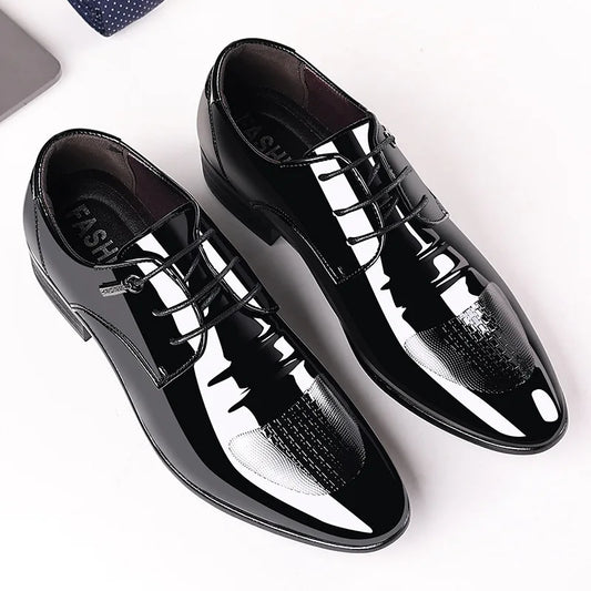 Luxury Business Oxford Leather Shoes Men Breathable Patent Leather Formal Shoes