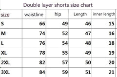 men's double layered shorts men anime high waisted oversized breathable sports