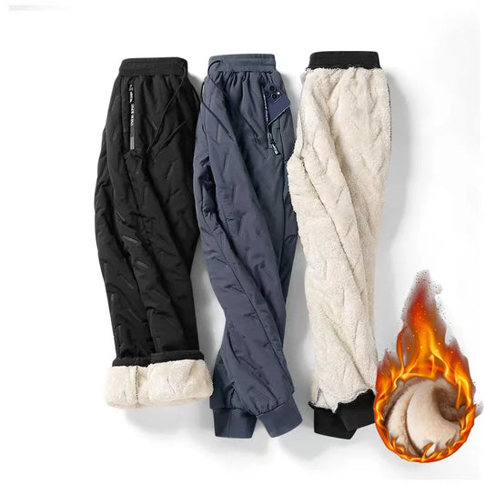 Winter sports pants for men, plush thick fleece sports pants, lamb fleece warm pants