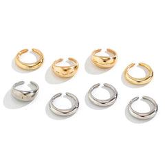8 Pcs Chunky Open Smooth Surface Rings Set for Women Trendy Gold Color and Silver