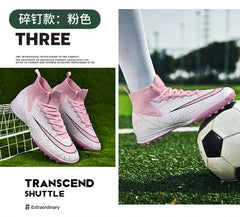 Mens Soccer Cleats High Ankle Football Shoes Long Spikes Outdoor Soccer