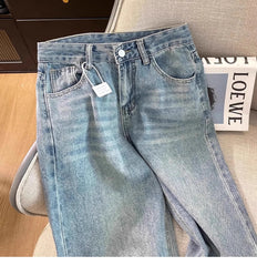 Plus Size 3XL 4XL Denim Pants For Women High Waist Fashion Loose Wide Leg