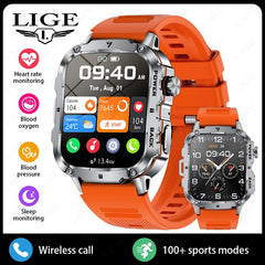 LIGE 2025 Rugged Military Smart Watch Men Outdoor Watches lP68 Waterproof 1.95" Al Voice BT Call Man Smartwatch For Android IOS