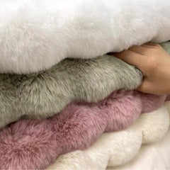 Plush Round Carpets for Living Room, Faux Rabbit Fur Mat, Soft Bubble Velvet Area Rugs
