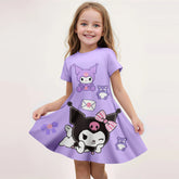 Children's Fashionable Girl Dress Cartoon Cute Kuromi 3D Printed Dress