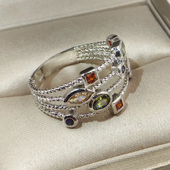 Genuine S925 Stamp Silver Color Rings for Women Hollow Engagement Ring Bijoux