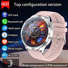 BOXUXING 1.85-inch Smart Watch Men Sport Waterproof Fitness Heart Rate Watches Compass GPS Track NFC Bluetooth Call Smartwatch